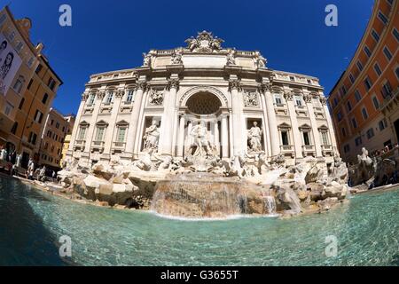 Massen von Touristen an der Fontana di Trevi, Rom, Italien, Europa Stockfoto