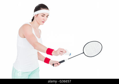 Weibliche Athleten spielen Badminton Stockfoto
