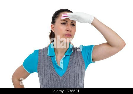 Golf Spieler mit Abschirmung Augen Stockfoto