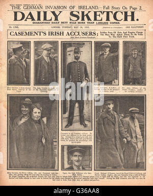 1916 Täglicher Sketch-Prozess des irischen Rebellen Roger Casement Stockfoto