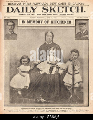 1916 daily Sketch Lord Kitchener Denkmal Titelseite Stockfoto