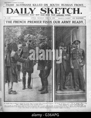 1916 Daily Sketch Französischer Premier Briand im britischen Hauptquartier in Frankreich Stockfoto