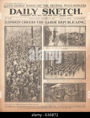 1916 Daily Sketch die französische Band vists London Stockfoto