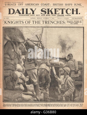 1916 Daily Sketch Französische Truppen im Einsatz Stockfoto