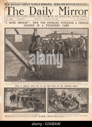 1916 Daily Sketch Französischer Kriegsgefangener bestraft Stockfoto