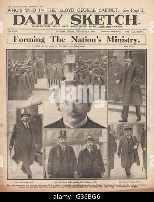 1916 Daily Sketch Lloyd George gründet neue britische Regierung Stockfoto