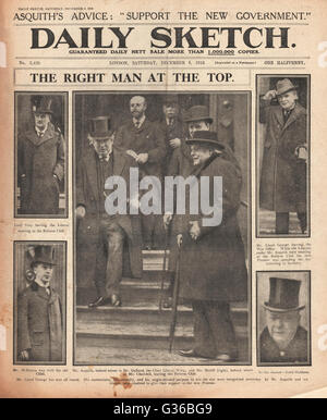 1916 Daily Sketch Lloyd George wird neuer PM Stockfoto