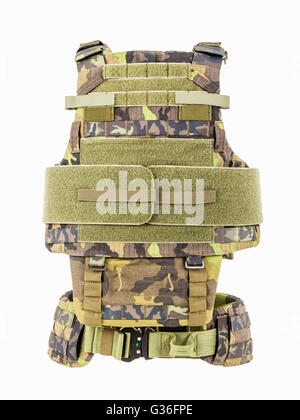 Kugelsichere Weste, kugelsichere multifunktionale Schutzweste, Camouflage Stockfoto