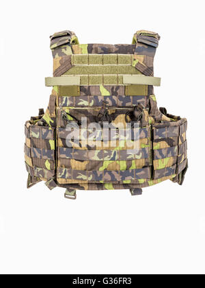 Kugelsichere Weste, kugelsichere multifunktionale Schutzweste, Camouflage Stockfoto