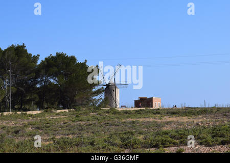 Moli Vell De La Mola, Windmühle in Pilar De La Mola, Formentera, Balearen, Spanien Stockfoto