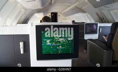 FRANKFURT - SEPTEMBER 2014: First Class Kabine der Boeing 747-400 Stockfoto