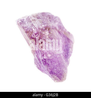 Nahaufnahme Schuss eines Fragments des Amethyst Mineral isoliert auf weißem Hintergrund Stockfoto