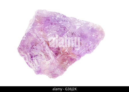 Nahaufnahme Schuss eines Fragments des Amethyst Mineral isoliert auf weißem Hintergrund Stockfoto