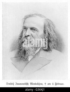 Dmitri Ivanovich Mendeleyev (1834-1907), russischer Chemiker Stockfoto