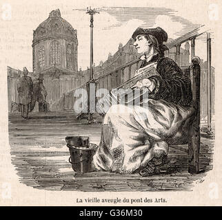 Die alten blinden Akkordeonspieler auf der Pont des Arts, Paris (Frankreich) Datum: 1857 Stockfoto