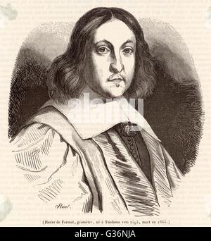 Pierre de Fermat (1601-1665), französischer Jurist und Amateur-Mathematiker. Er ist bekannt für Entwicklungen führen zu modernen Kalkül und für Forschung in der Zahlentheorie. Er ist bekannt für Fermats letztem Satz.      Datum: um 1650 Stockfoto