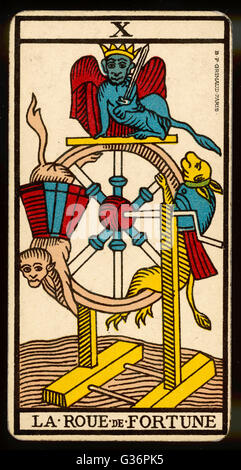 Tarot Card 10 - La Roue de Fortune (das Glücksrad) Stockfoto