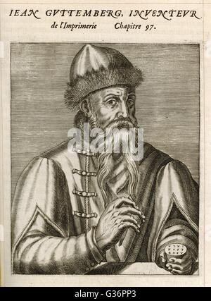 Johannes Gutenberg, deutscher Goldschmied und Drucker Stockfoto