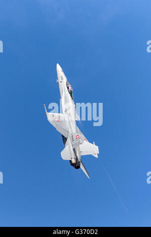 Schweizer Luftwaffe (Schweizer Luftwaffe) McDonnell Douglas F/A - 18C Hornet J-5005 bei der RAF Waddington Airshow. Stockfoto