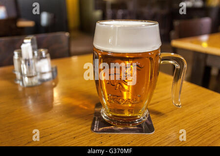 Frisch gezapftes tschechisches Bier Marken Kozel, Tschechische Republik Stockfoto