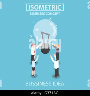 Geschäftsmann und Geschäftsfrau, die gute Idee, immer flach 3d isometrische Webdesign, Vektor, EPS10 Stock Vektor