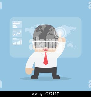 Geschäftsmann mit virtual-Reality-Kopfhörer oder VR-Brillen, Vektor, EPS10 Stock Vektor