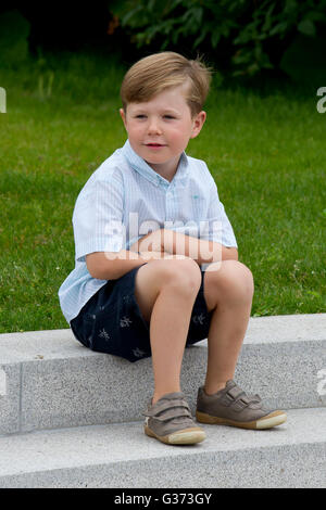 Prinz Christian von Dänemark besucht ein Fototermin für die dänische Königsfamilie Schloss Grasten In Süd-Dänemark. Stockfoto