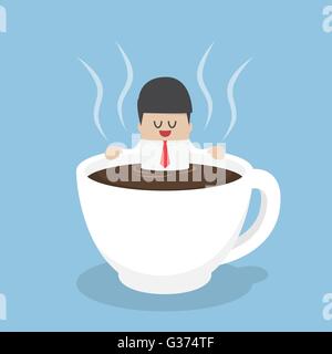 Geschäftsmann Entspannung bei einer Tasse Kaffee, Kaffee-Pause-Konzept Stock Vektor