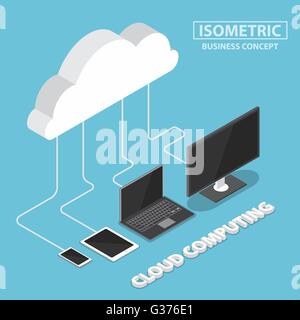 Isometrische elektronische Geräte anschließen mit der Cloud, cloud-computing-Konzept, Vektor, EPS10 Stock Vektor