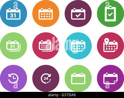 Kalender-Kreis-Symbole auf weißem Hintergrund. Stock Vektor