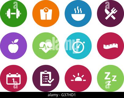 Fitness-Kreis-Symbole auf weißem Hintergrund. Stock Vektor
