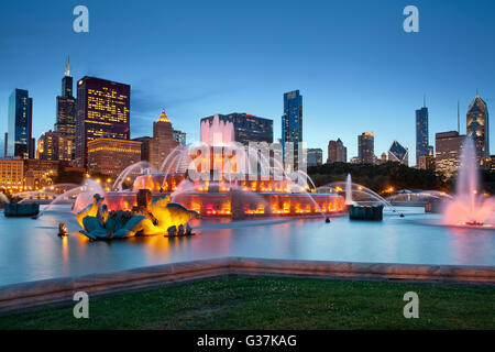 Buckingham Fountain. Bild der Buckingham Fountain im Grant Park, Chicago, Illinois, USA. Stockfoto