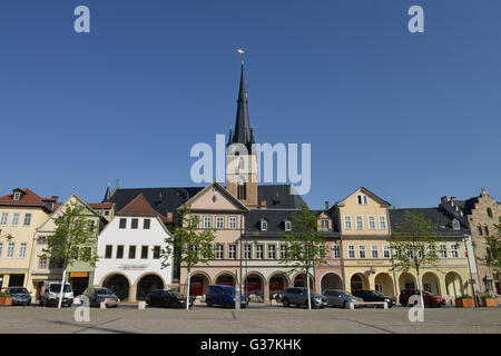 St. Johann Kirche, Saalstrasse, Saalfeld, Thüringen, Deutschland / Johanneskirche, Marktplatz Stockfoto