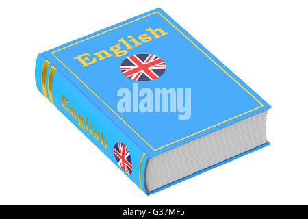 Englisch-Lehrbuch, 3D rendering Stockfoto