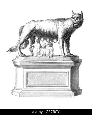 ROMULUS & REMUS & WOLF Stockfoto