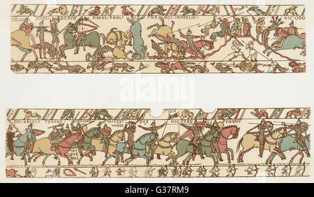 Bayeux Tapestry - normannischer Eroberer von 1066 Stockfoto