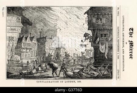 Großen Brand von London 1666 Stockfoto