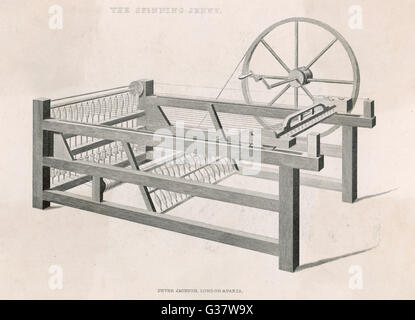 HARGREAVES' SPINNING JENNY James Hargreaves 1767 erfand diese Jenny die 8 Spulen gleichzeitig drehen könnte; später wurde dies auf 16 erhöht Datum: 1767 Stockfoto