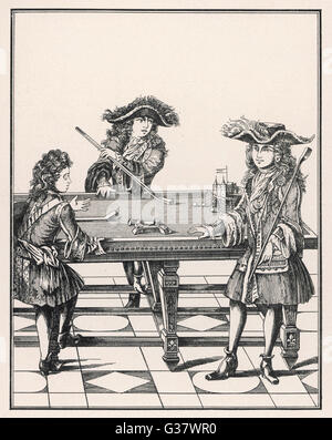 Die Söhne von Louis XIV Billard spielen.         Datum: 17. Jahrhundert Stockfoto