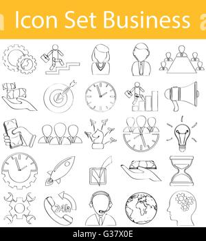 Gezeichnet von Doodle ausgekleidet Icon Set Business mit 25 Symbolen für den kreativen Einsatz in Grafik-design Stock Vektor