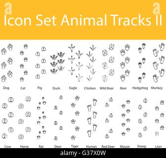 Gezeichnet von Doodle ausgekleidet Icon Set Animal Tracks II mit 20 Icons für den kreativen Einsatz in Grafik-design Stock Vektor