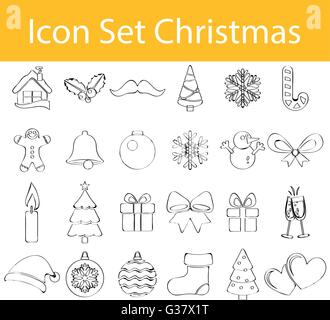 Gezeichnet von Doodle ausgekleidet Icon Set Weihnachten mit 24 Symbole für den kreativen Einsatz in Grafik-design Stock Vektor