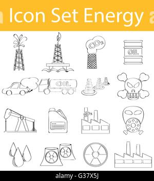 Bezogene Doodle ausgekleidet Icon Set Energie gestalte ich mit 16 Icons für den kreativen Einsatz in Grafik Stock Vektor