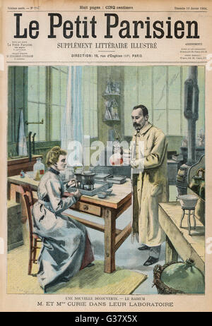 MARIE und PIERRE CURIE französischer Wissenschaftler in ihrem Labor Datum: 1867-1934: 1859-1906 Stockfoto