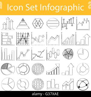 Gezeichnet von Doodle ausgekleidet Icon Set Infografik mit 30 Symbole für den kreativen Einsatz in Grafik-design Stock Vektor