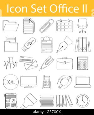 Gezeichnet von Doodle ausgekleidet Icon Set Büro II mit 25 Symbolen für den kreativen Einsatz in Grafik-design Stock Vektor