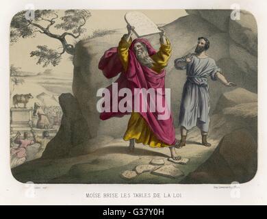 Alte Testament-Bibelszene: Moses und die zehn Gebote Stockfoto