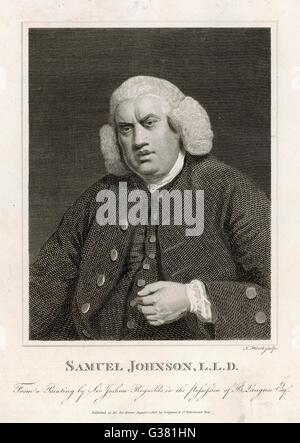 DR SAMUEL JOHNSON englische Schriftsteller, Lexikograph, Kritiker und Gesprächspartnerin Datum: 1709-1784 Stockfoto