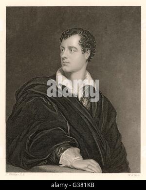 GEORGE GORDON, englische Dichter LORD BYRON in 1814 Datum: 1788-1824 Stockfoto