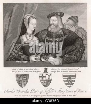 MARY Herzogin von SUFFOLK Tochter von Henry VII und Elizabeth von York; verlobt mit Charles V; verheiratet 1. Louis XII 2. Charles Brandon, Duke of Suffolk (hier dargestellt) Datum: 1496-1533 Stockfoto